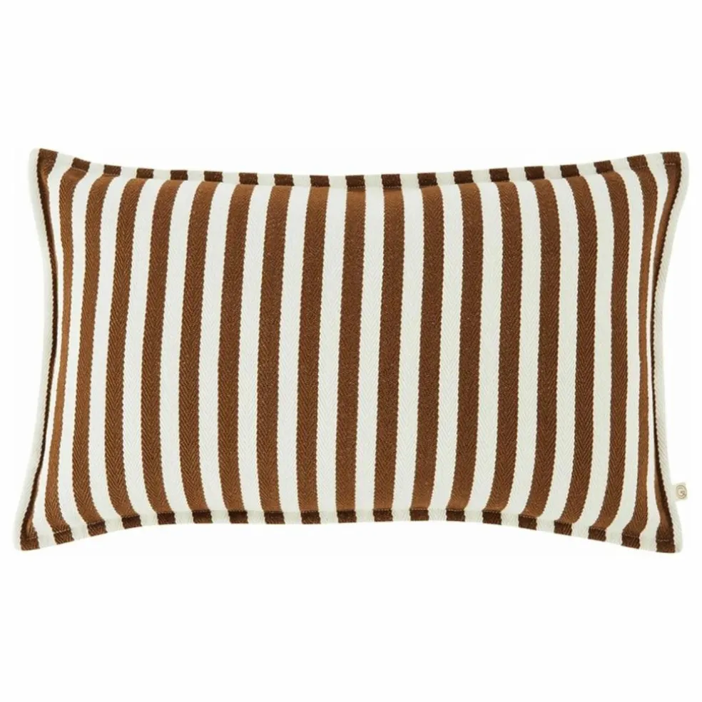 Housse de coussin à rayures en coton | Mocha