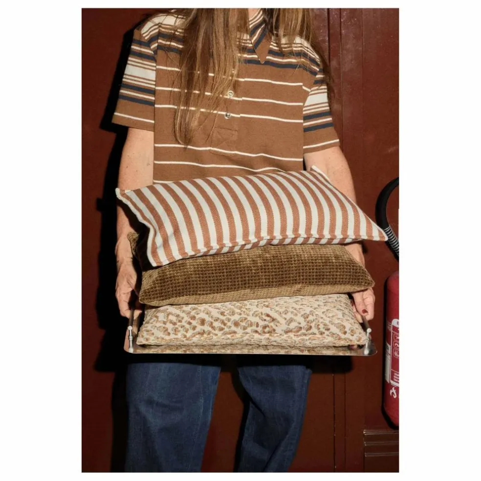 Housse de coussin à rayures en coton | Mocha