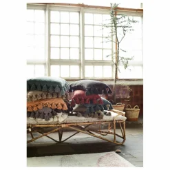 Housse de coussin avec pompons | Blanc