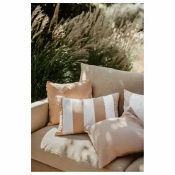 Housse de coussin en lin et velours Perth | Rose poudré