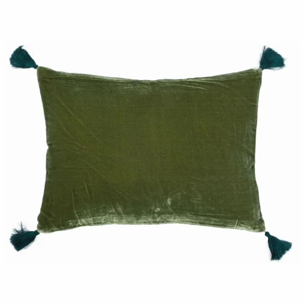 Housse de coussin en velours de soie Goa | Vert