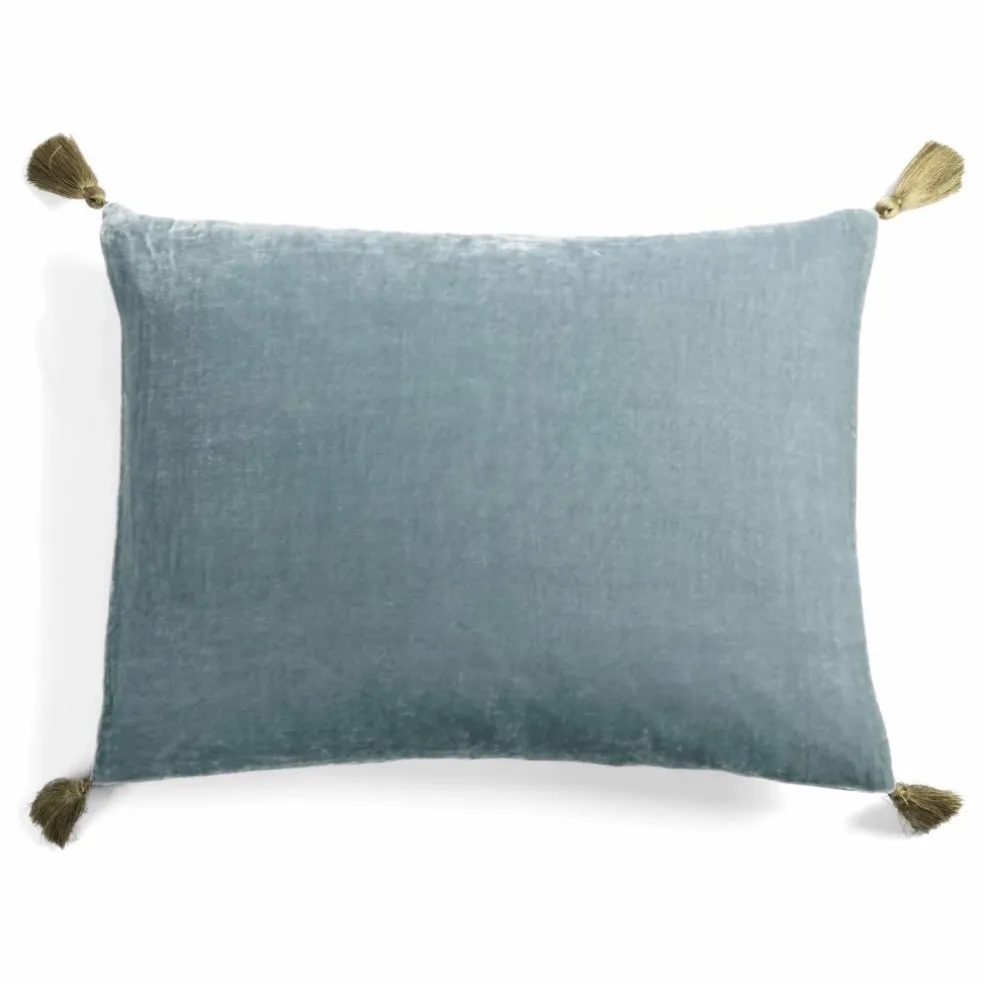 Housse de coussin en velours de soie Goa Bleu ciel