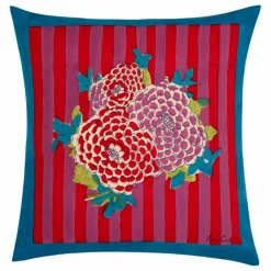 Housse de coussin rayée Arabesque Corolla | Rouge