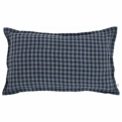 Housse de coussin Taormina en lin lavé | Vichy Marine
