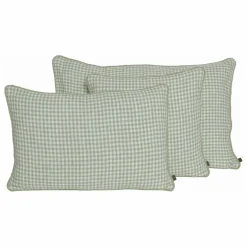 Housse de coussin vichy en lin Piana II | Vert amande
