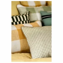 Housse de coussin vichy en lin Piana II | Vert amande