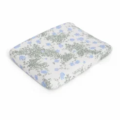 Housse de matelas à langer Plumbago en coton bio | Bleu