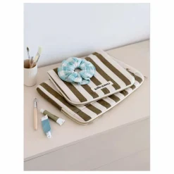 Housse d'ordinateur Octave rayée | Olive