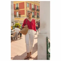 Jean Paper Bag en Coton Bio | Blanc cassé