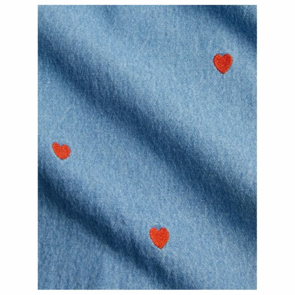 Jean Straight Mini Cœurs Coton Bio | Denim