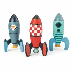 Jeu de Construction Fusées en bois - Set de 3