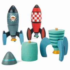 Jeu de Construction Fusées en bois - Set de 3