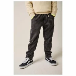Jogger Rails Carreaux Coton Bio | Bleu nuit