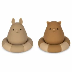 Jouets pour le bain en silicone - Set de 2 | Brun