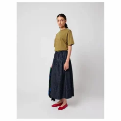 Jupe A-Line Rayée Denim Coton Bio - Collection Femme | Bleu marine