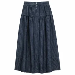 Jupe A-Line Rayée Denim Coton Bio - Collection Femme | Bleu marine