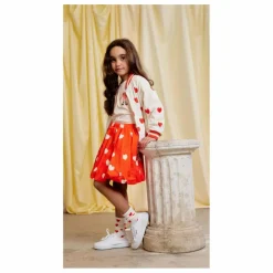 Jupe Ballon Cœurs Coton Bio | Rouge