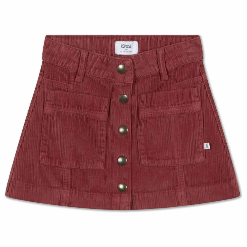 Jupe Boutonnée Coton Bio | Rouge