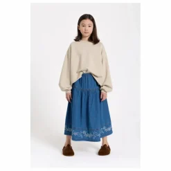 Jupe Brodée Cally | Bleu jean
