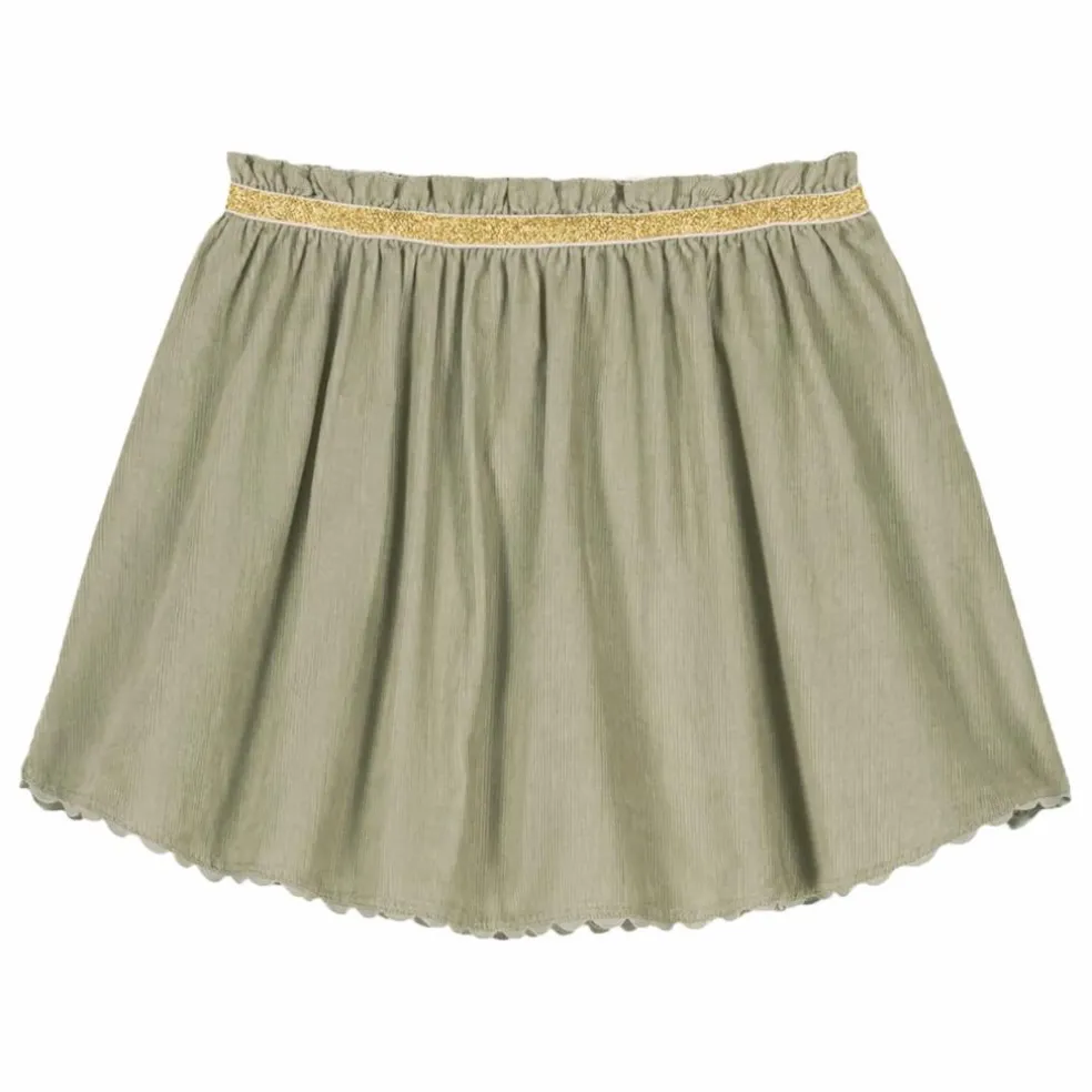 Jupe Cephée Velours Fin | Vert amande