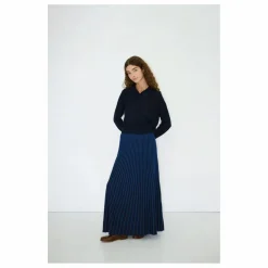 Jupe Contrast Laine Mérinos Extra Fine | Bleu marine