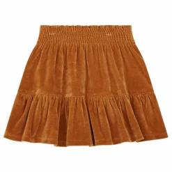 Jupe Courte Fille Elastiquée à la Taille en Velours | Noisette