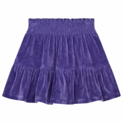 Jupe Courte Fille Elastiquée à la Taille en Velours | Bleu indigo