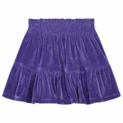 Jupe Courte Fille Elastiquée à la Taille en Velours | Bleu indigo