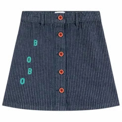 Jupe en Jean Rayée Coton Bio | Bleu marine