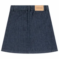 Jupe en Jean Rayée Coton Bio | Bleu marine