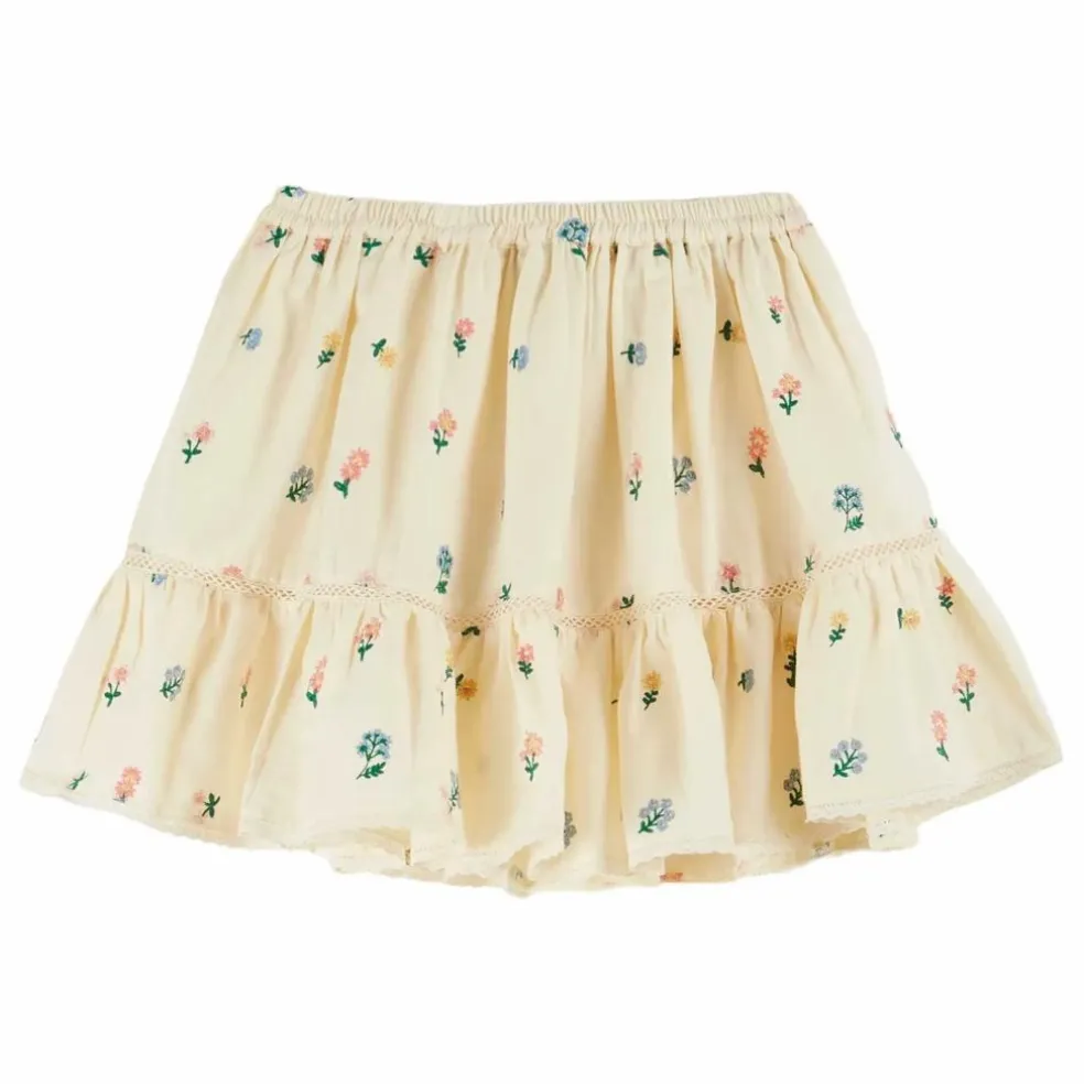 Jupe Fleur Brodée | Jaune pâle