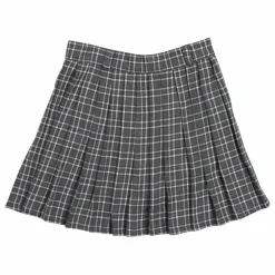 Jupe Martina Carreaux Coton Bio | Gris foncé