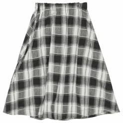 Jupe Mi Longue Gertrud Carreaux Coton Bio | Noir