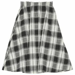 Jupe Mi Longue Gertrud Carreaux Coton Bio | Noir