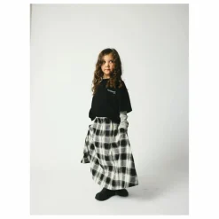 Jupe Mi Longue Gertrud Carreaux Coton Bio | Noir