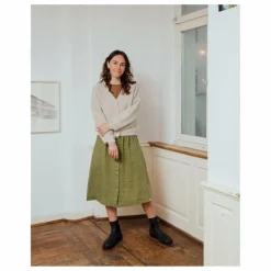 Jupe Midi Lin | Vert olive