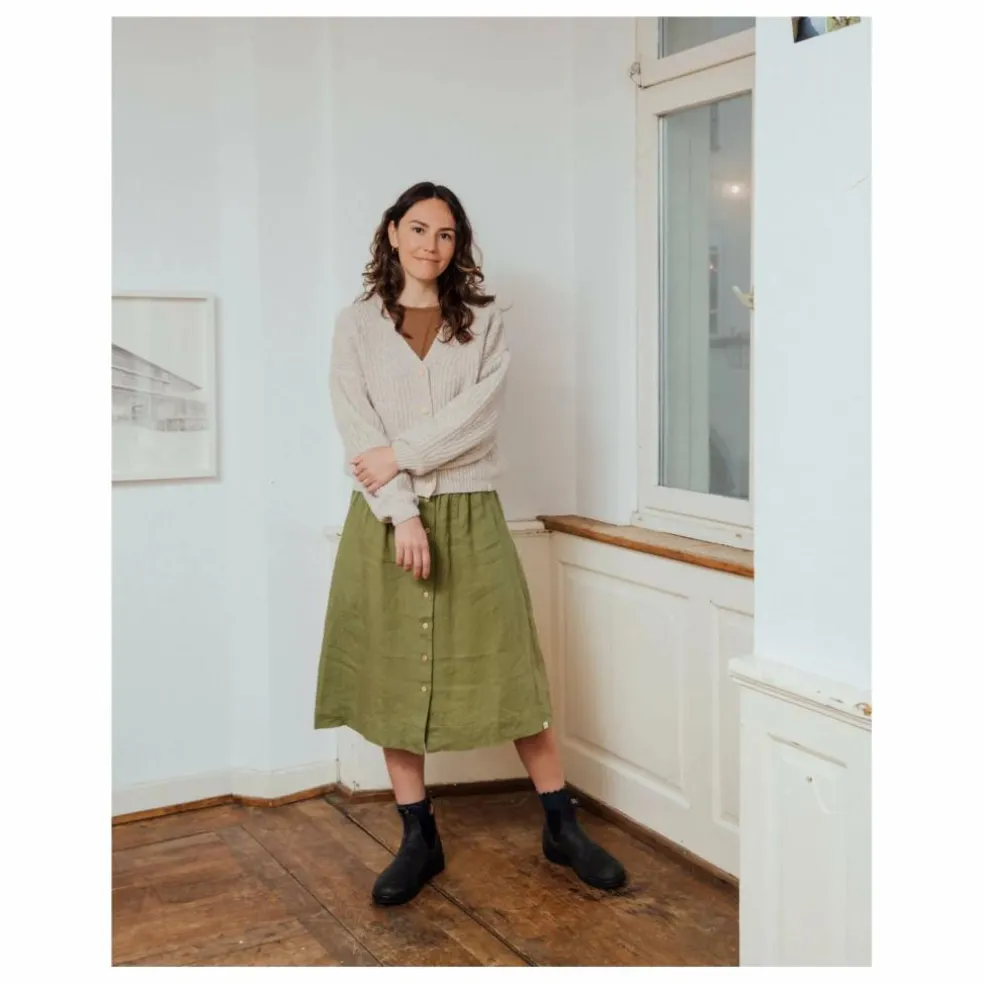 Jupe Midi Lin | Vert olive
