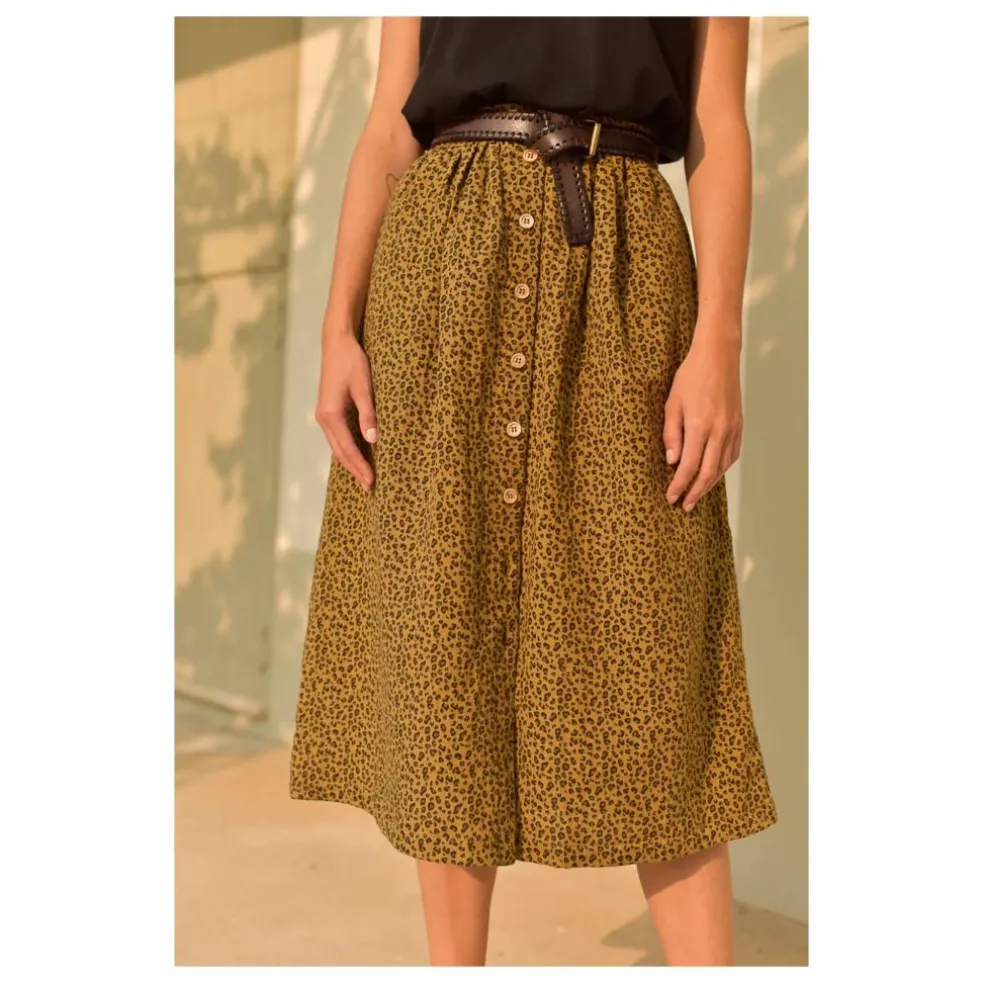 Jupe Minette Mini Léopard Coton Bio - Collection Femme | Marron
