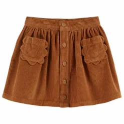Jupe Poches Fleurs Velours Côtelé | Caramel
