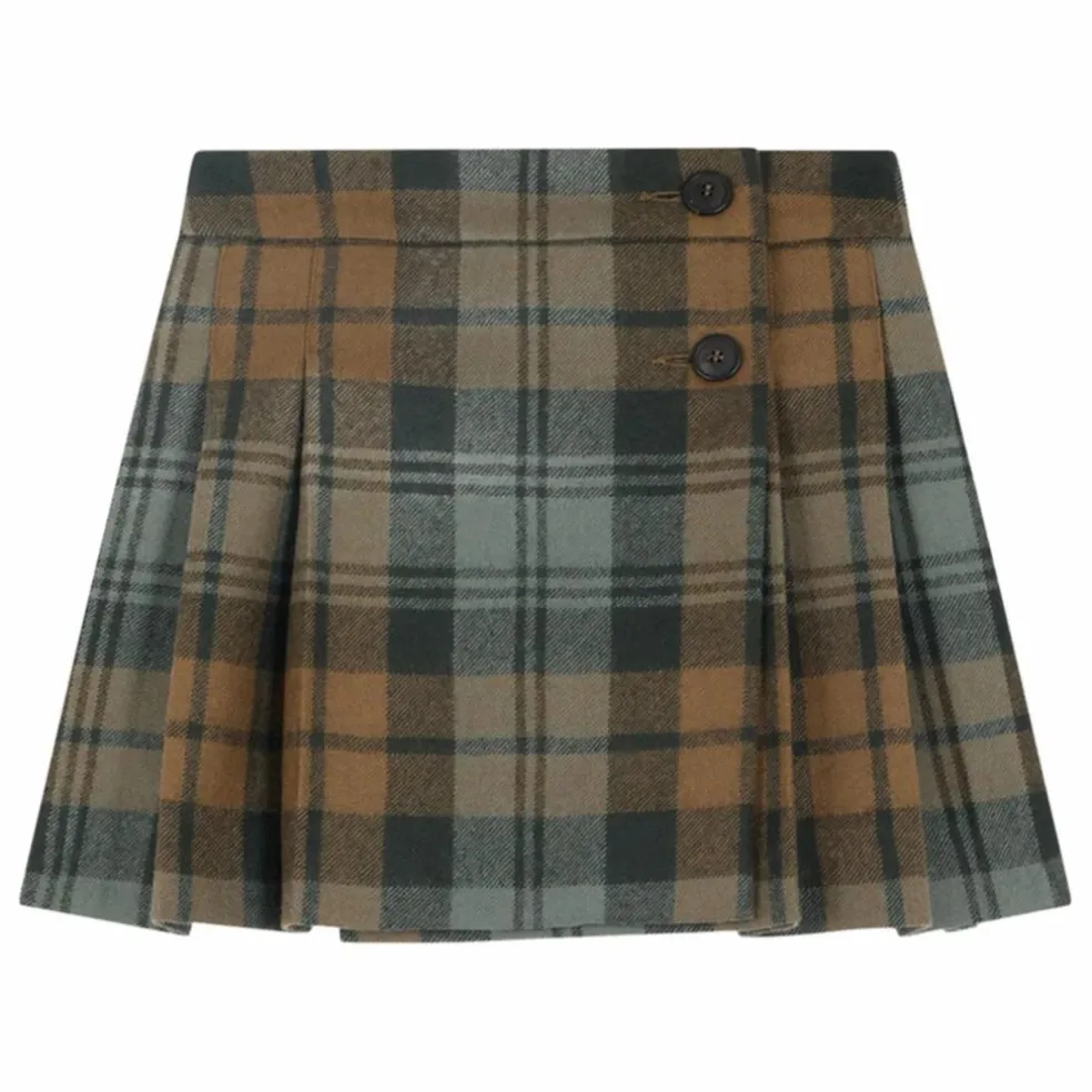 Jupe Talissa Carreaux Twill Laine | Marron