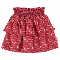 Jupe Volants Carreaux Fleurs | Rose