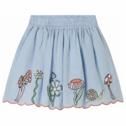 Jupes Fleurs Lin | Bleu ciel