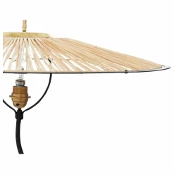 Lampadaire Kaa en métal et raphia | Noir
