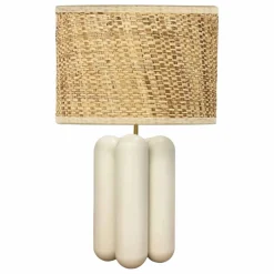 Lampe à poser abat-jour en raphia Charlotte | Crème