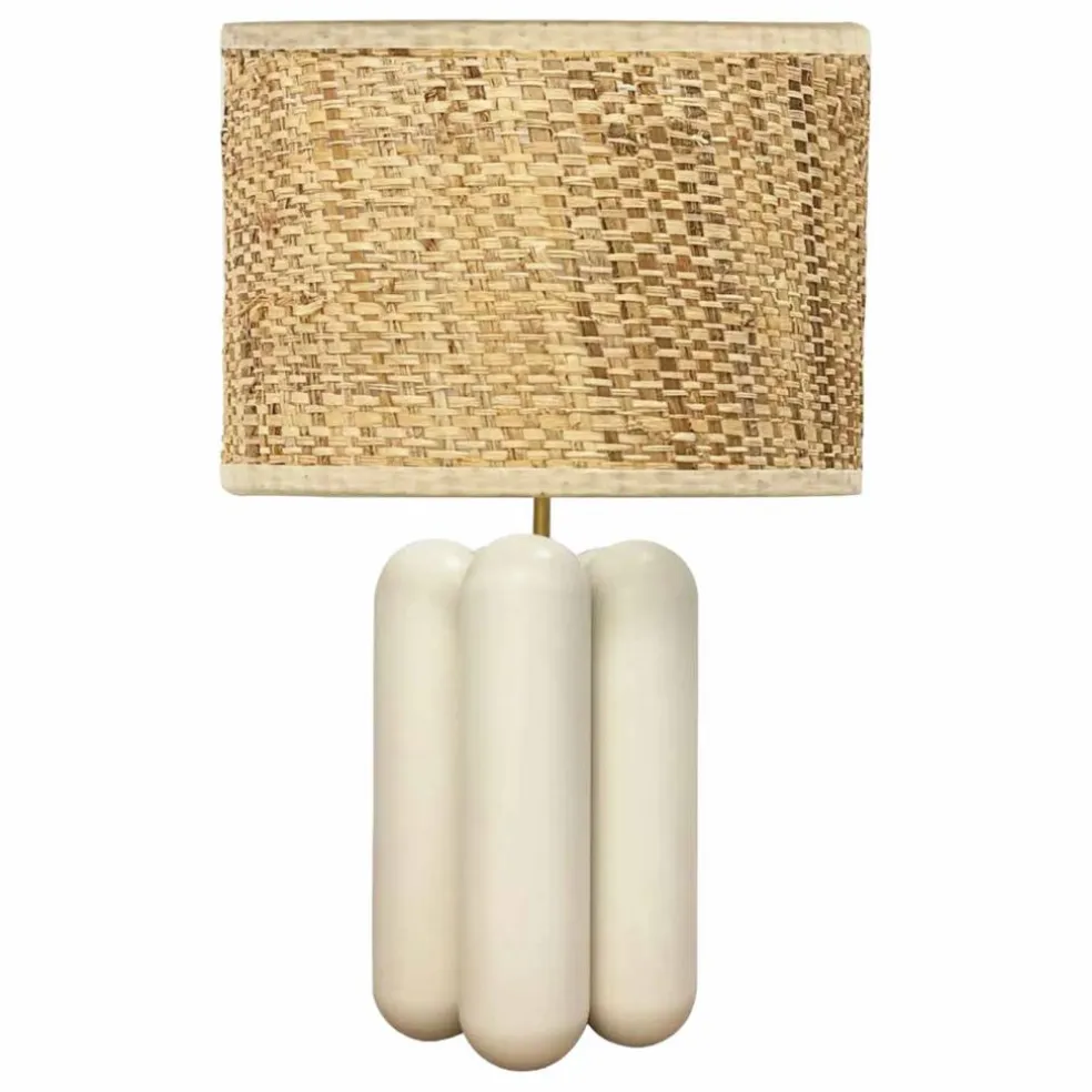 Lampe à poser abat-jour en raphia Charlotte | Crème