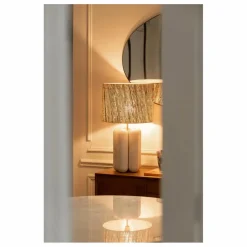 Lampe à poser abat-jour en raphia Charlotte | Crème