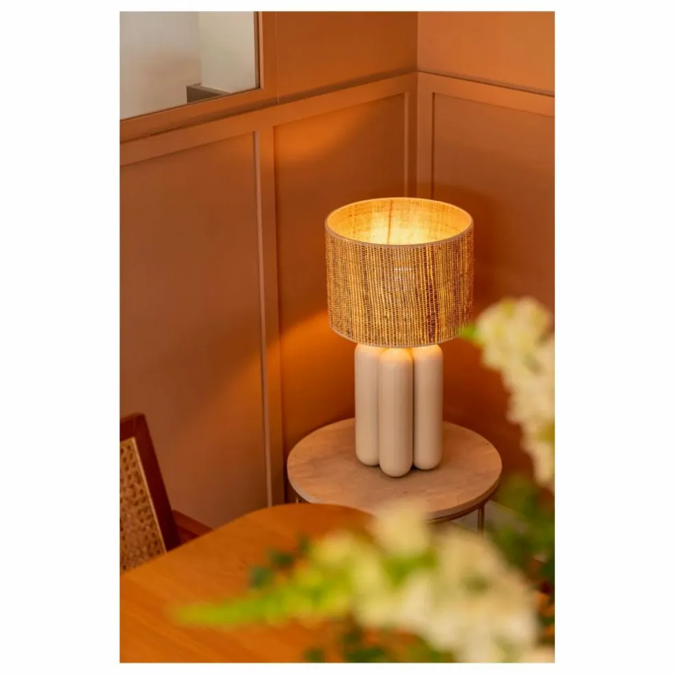 Lampe à poser abat-jour en raphia Charlotte | Crème