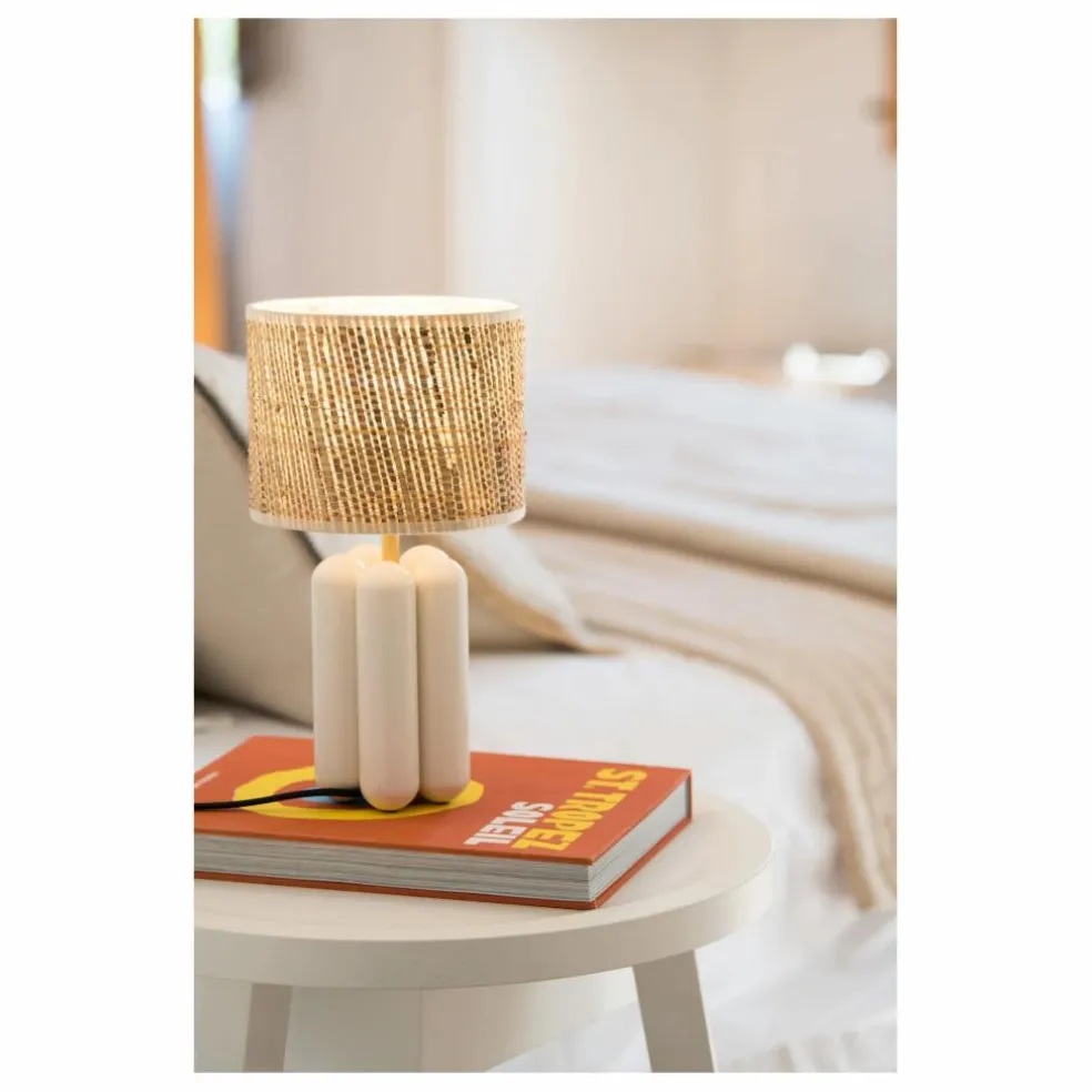 Lampe à poser abat-jour en raphia Charlotte | Crème
