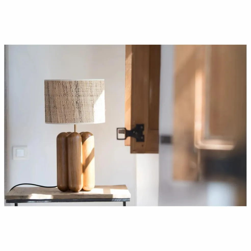 Lampe à poser abat-jour en raphia Charlotte | Naturel