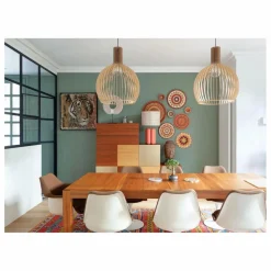 Lampe à poser abat-jour en raphia Charlotte | Corail